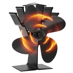 4-Blade Heat Powered Stove Fan, Wood Stove Fan Fireplace Fan for Wood/Log Burner