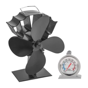 4 Blade Heat Powered Stove Fan Wood Log Burner Fireplace Efficient Heating Fan