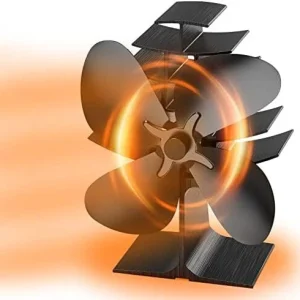 4-Blade Heat Powered Stove Fan, Wood Stove Fan Fireplace Fan for Wood/Log Burner
